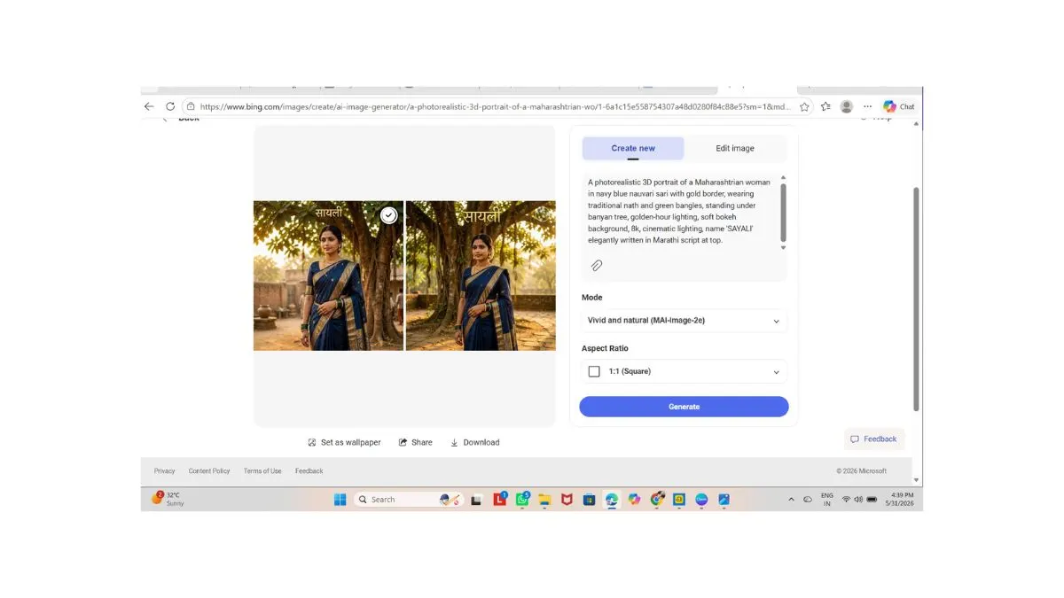 वटपौर्णिमा AI फोटो Bing Image Creator Guide