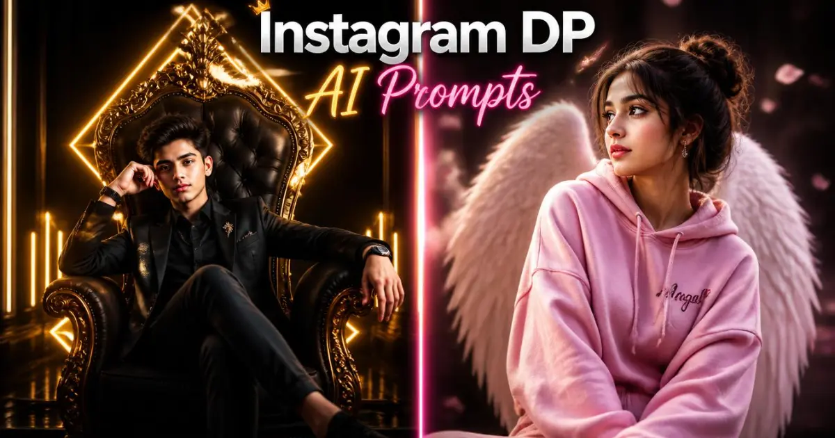 3D digital photo concept of trending Instagram DP AI prompts for Indian boys and girls in Marathi tech blog style