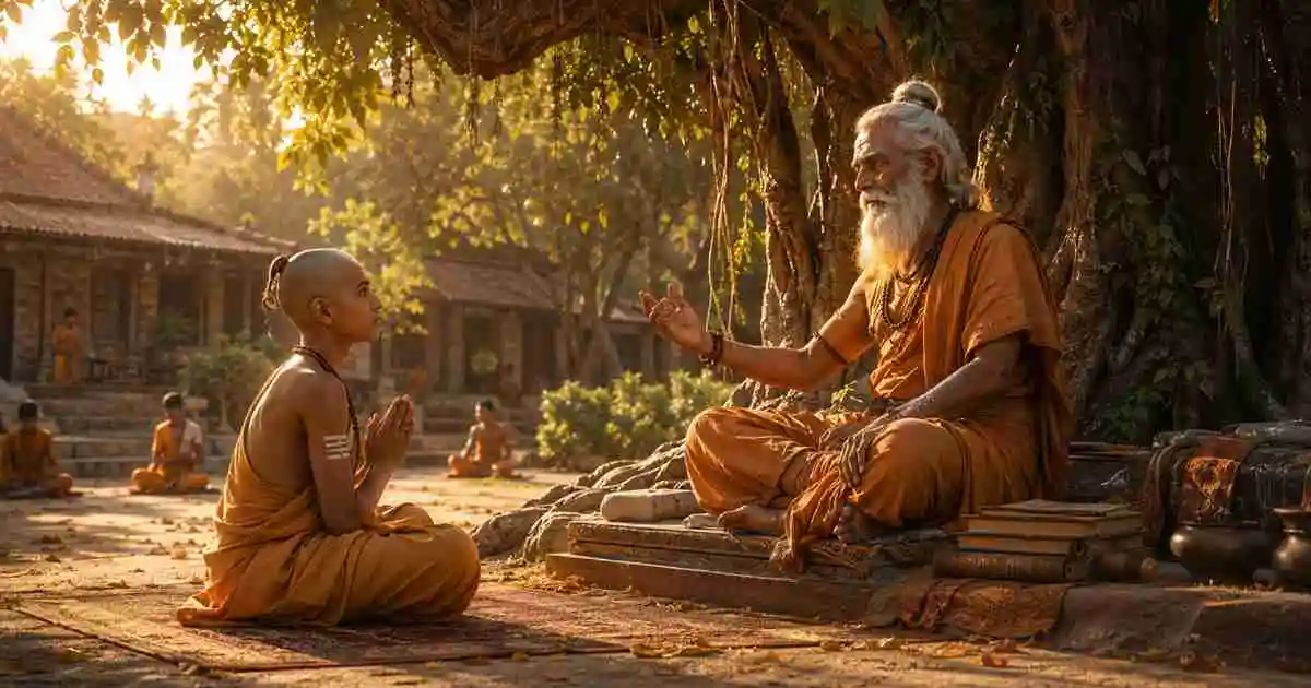 प्राचीन गुरुकुल AI फोटो — Ancient Gurukul AI Photo Prompts Marathi