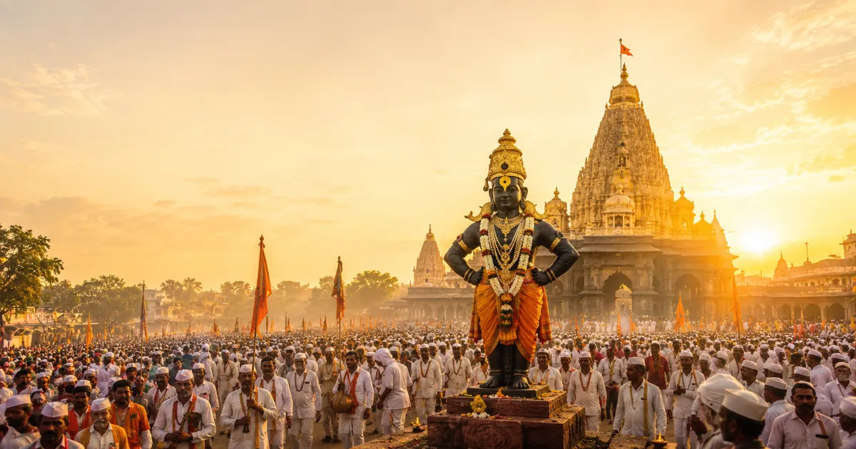 आषाढी एकादशी निमित्त पंढरपूर श्री विठ्ठल मंदिर, वारकरी आणि मोफत AI फोटो प्रॉम्प्ट्स