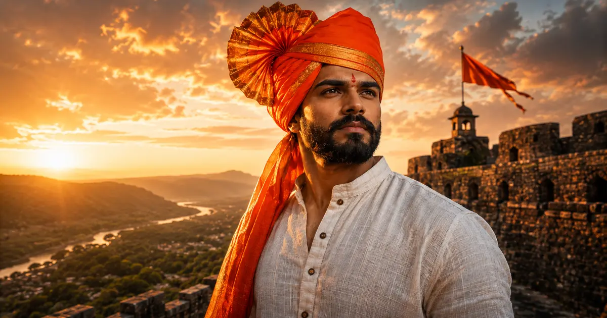 Maharashtrian Cinematic Portrait AI Prompt for Man with Feta