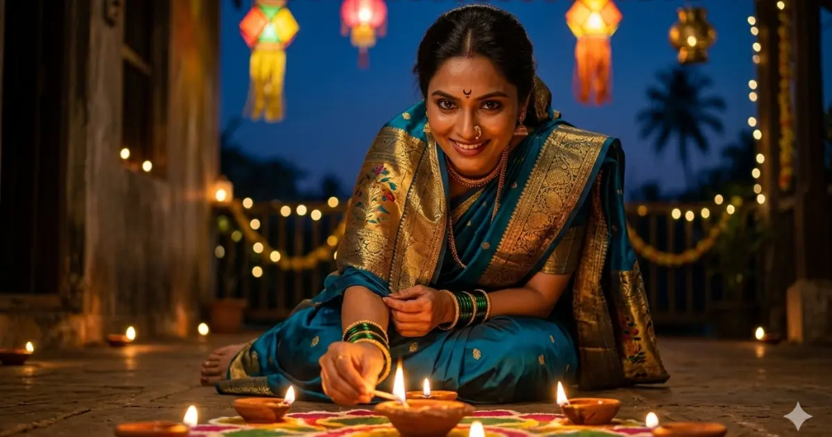Maharashtrian Cinematic Portrait AI Prompt for Diwali Festival