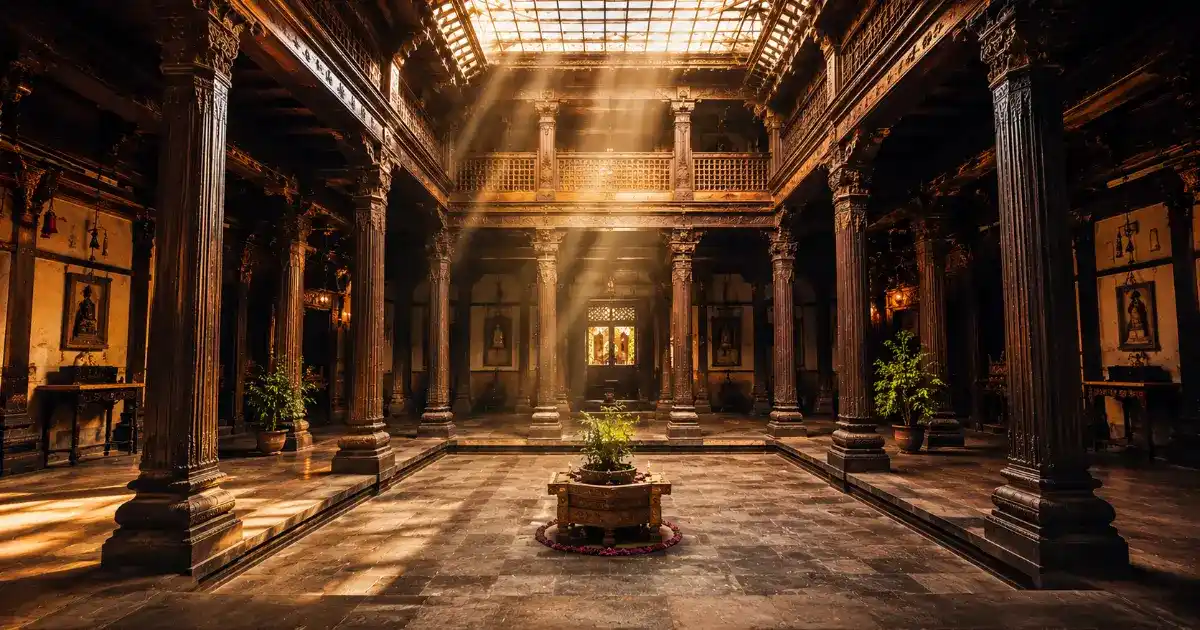 Maharashtrian Cinematic Portrait AI Prompt Wada Background Architecture