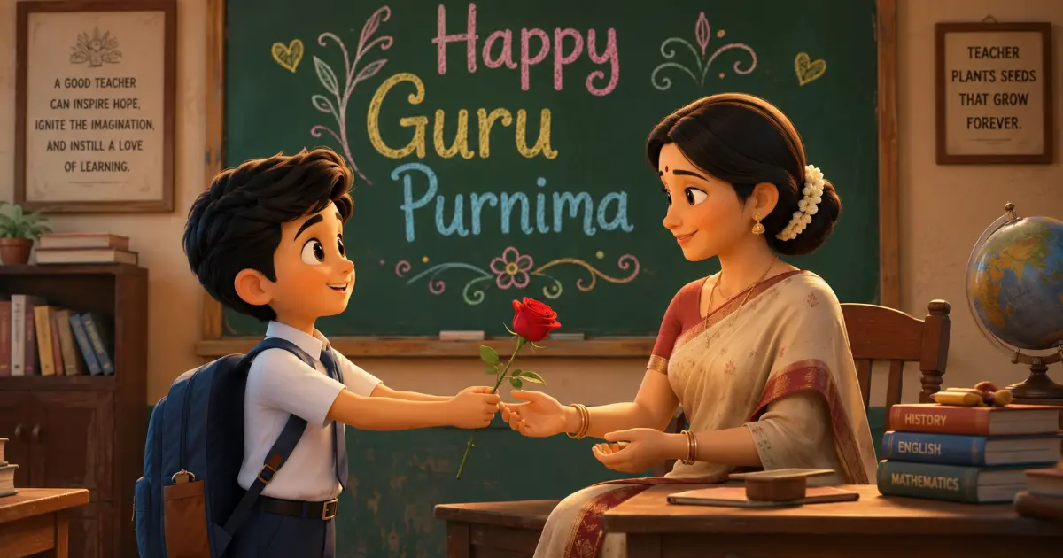 शालेय शिक्षक धन्यवाद AI फोटो — School Teacher Memories Guru Purnima AI Prompts