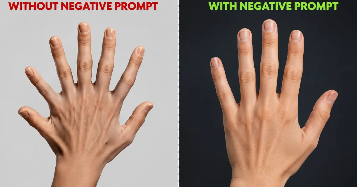 AI फोटोमध्ये ६ बोटे आणि विकृत हात येण्याची समस्या नेगेटिव्ह प्रॉम्ट वापरून कशी दुरुस्त करावी