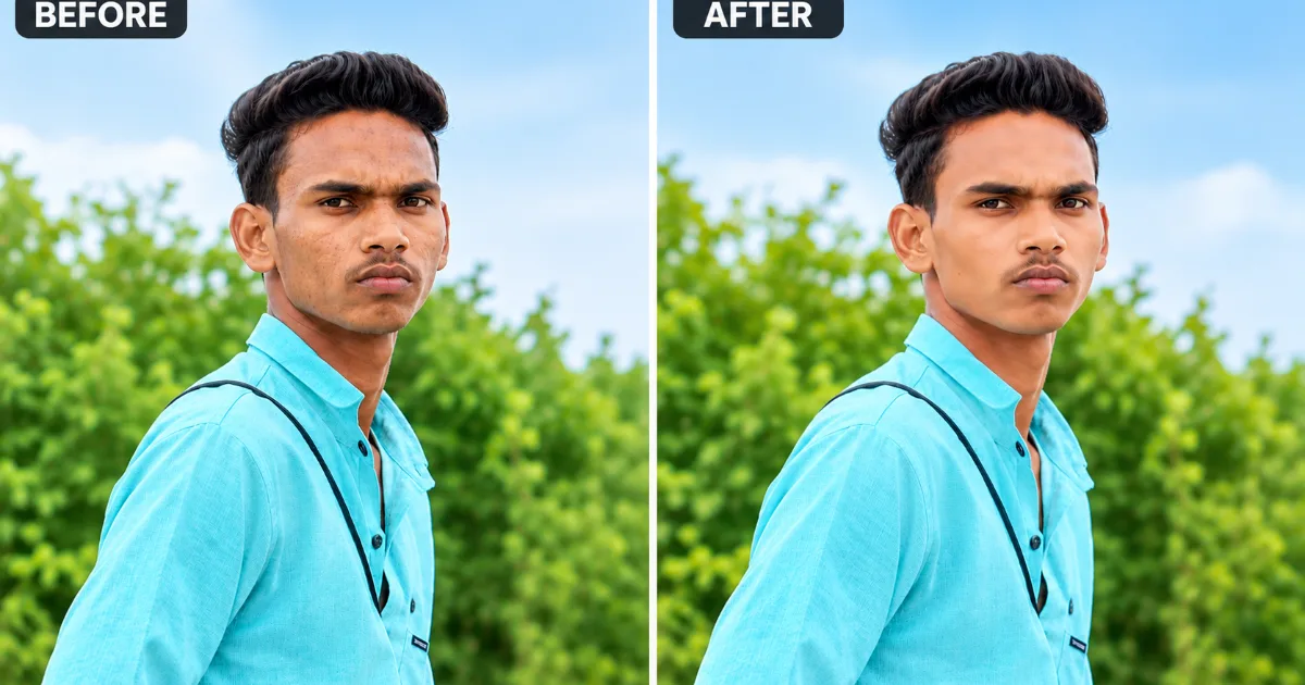AI Photo Editing Prompts Marathi natural skin retouching before and after