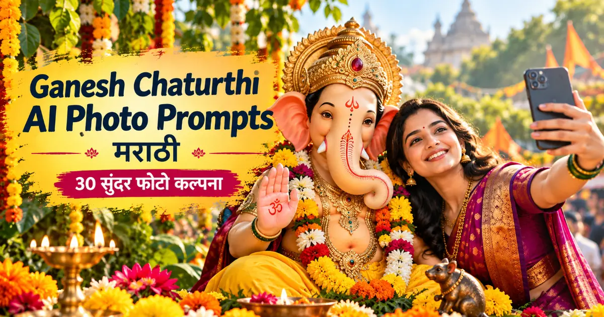 Ganesh Chaturthi AI Photo Prompts मराठी – गणपती बाप्पासोबत सुंदर फोटो