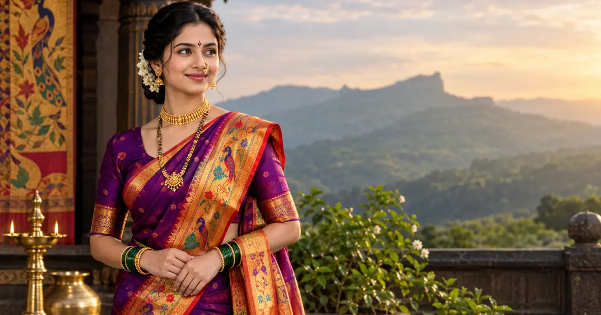Marathi Look Prompt for ChatGPT – पारंपरिक पैठणी साडी आणि मराठी दागिन्यांतील महाराष्ट्रीयन महिला